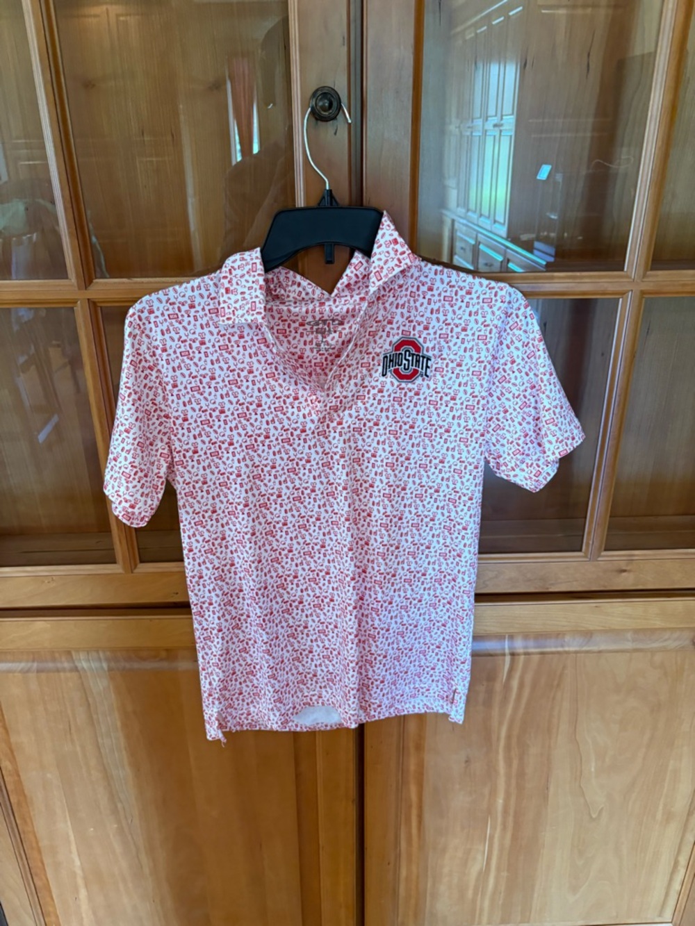 Kids' Short-Sleeve Pink Patterned Polo